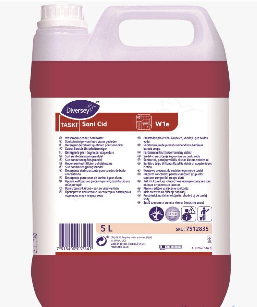 Diversey Taski Sani Cid, 5L концентрований засіб для щоденного миття кислотостійких поверхонь.